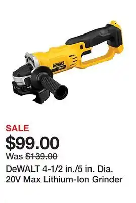 Tractor Supply Company Dewalt 4-1/2 in./5 in. dia. 20v max lithium-ion grinder offer