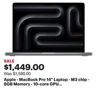 Best Buy Apple - macbook pro 14 laptop - m3 chip - 8gb memory - 10-core gpu - 512gb ssd (latest model) - space gray offer