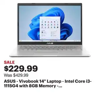Best Buy Asus - vivobook 14 laptop - intel core i3-1115g4 with 8gb memory - 128gb ssd - transparent silver offer