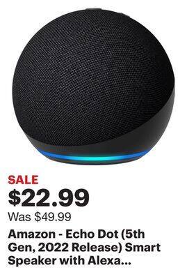 Best Buy Amazon - echo dot (5th gen, 2022 release) smart speaker with alexa - charcoal offer