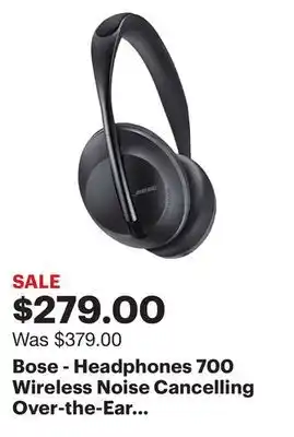 Best Buy Bose - headphones 700 wireless noise cancelling over-the-ear headphones - triple black offer