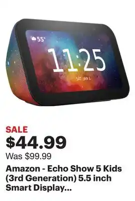 Best Buy Amazon - echo show 5 kids (3rd generation) 5.5 inch smart display with alexa - galaxy offer