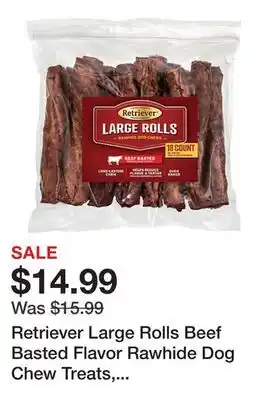 Tractor Supply Company Retriever large rolls beef basted flavor rawhide dog chew treats, 18 ct offer
