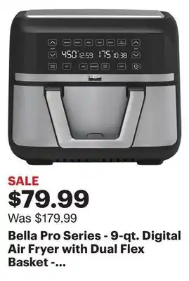 Best Buy Bella pro series - 9-qt. digital air fryer with dual flex basket - stainless steel offer