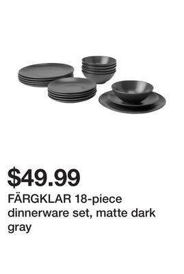Ikea Färgklar 18-piece dinnerware set, matte dark gray offer