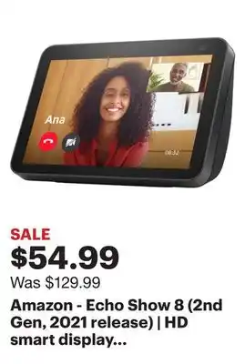 Best Buy Amazon - echo show 8 (2nd gen, 2021 release) | hd smart display with alexa and 13 mp camera - charcoal offer