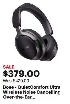 Best Buy Bose - quietcomfort ultra wireless noise cancelling over-the-ear headphones - black offer