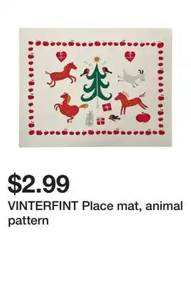 Ikea Vinterfint place mat, animal pattern offer