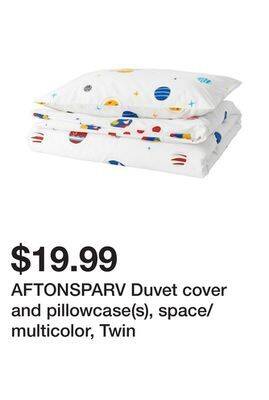 Ikea Aftonsparv duvet cover and pillowcase(s), space/multicolor, twin offer