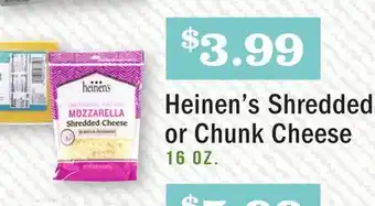 Heinen's Heinen's shredded or chunk cheese offer