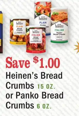 Heinen's Heinen's bread crumbs 15 oz. or panko bread crumbs 6 oz offer