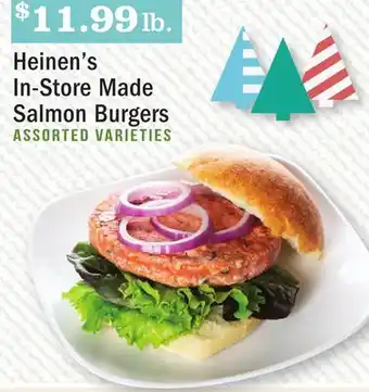 Heinen's Heinen's in-store made salmon burgers offer
