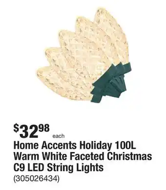 The Home Depot Home accents holiday 100l warm white faceted christmas c9 led string lights offer