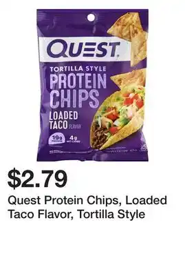 Wegmans Quest protein chips, loaded taco flavor, tortilla style offer