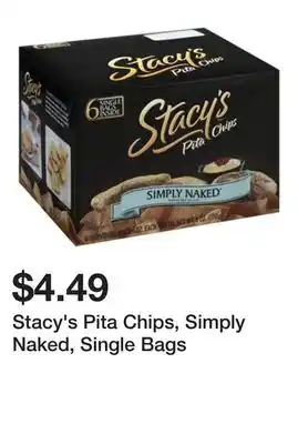 Wegmans Stacy's pita chips, simply naked, single bags offer