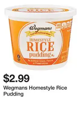 Wegmans Wegmans homestyle rice pudding offer