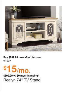 Ashley Furniture Realyn 74 tv stand offer