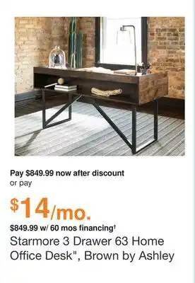 Ashley Furniture Starmore 3 drawer 63 home office desk, brown by ashley offer