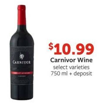 Fareway Carnivor Wine select varieties 750 ml offer