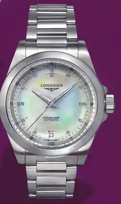 Macy's Longines women's swiss automatic conquest diamond accent stainless steel bracelet watch 34mm offer