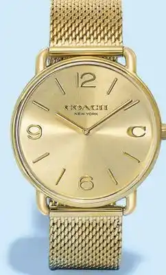 Macy's Coach unisex elliot gold-tone stainless steel mesh bracelet watch 41mm offer