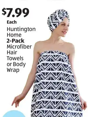 Aldi Huntington home 2-pack microfiber hair towels or body wrap offer