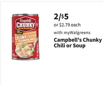 Walgreens Campbell's chunky chili or soup offer