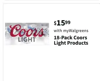 Walgreens 18-pack coors light products offer