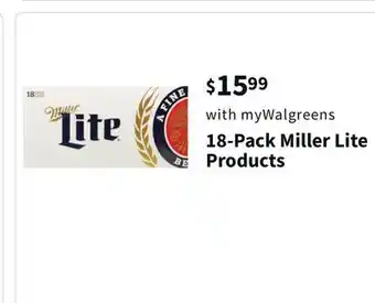 Walgreens 18-pack miller lite products offer