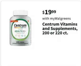 Walgreens Centrum vitamins and supplements offer