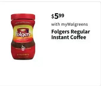 Walgreens Folgers regular instant coffee offer