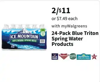 Walgreens 24-pack blue triton spring water products offer