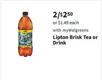 Walgreens Lipton brisk tea or drink offer