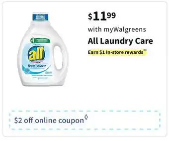 Walgreens All laundry care offer