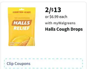 Walgreens Halls cough drops offer