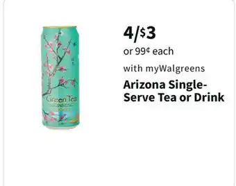 Walgreens Arizona single-serve tea or drink offer