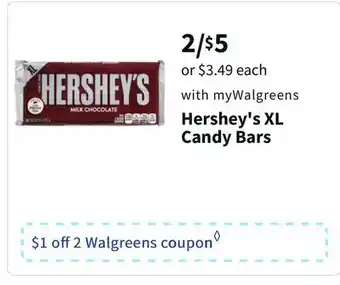Walgreens Hershey's xl candy bars offer