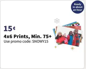 Walgreens 4x6 prints, min. 75+ offer