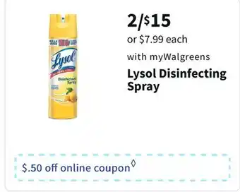 Walgreens Lysol disinfecting spray offer