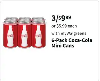 Walgreens 6-pack coca-cola mini cans offer