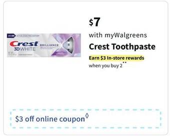 Walgreens Crest toothpaste offer