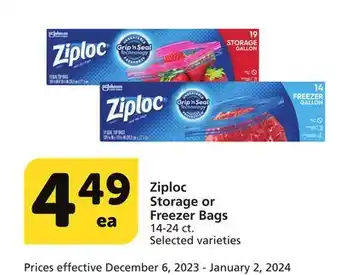 Albertsons Ziploc storage or freezer bags offer