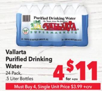Vallarta Supermarkets Vallarta purified drinking water offer