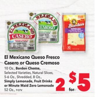 Vallarta Supermarkets El mexicano queso fresco casero or queso cremoso offer