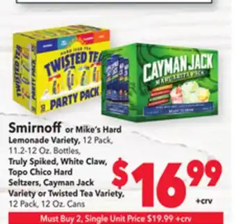 Vallarta Supermarkets Smirnoff or mike's hard lemonade variety offer