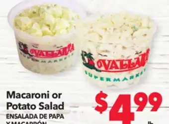 Vallarta Supermarkets Macaroni or potato salad/ensalada de papa y macarrón offer