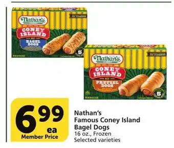 Vons Nathan's famous coney island bagel dogs offer