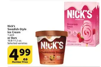 Vons Nick's swedish-style ice cream 1 pint or bars 10.8-11.2 oz offer