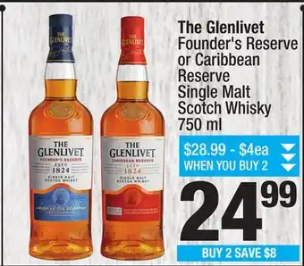 Super King Markets The glenlivet founder's reserve or caribbean reserve single malt scotch whisky offer