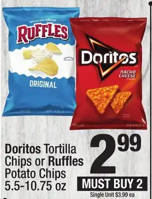 Super King Markets Doritos tortilla chips or ruffles potato chips offer